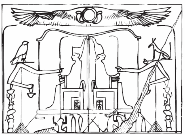 The Heb Sed kiosk of Senusert III (XII dynasty; Cairo Museum)
(drawing by Daniel O. McClellan)
